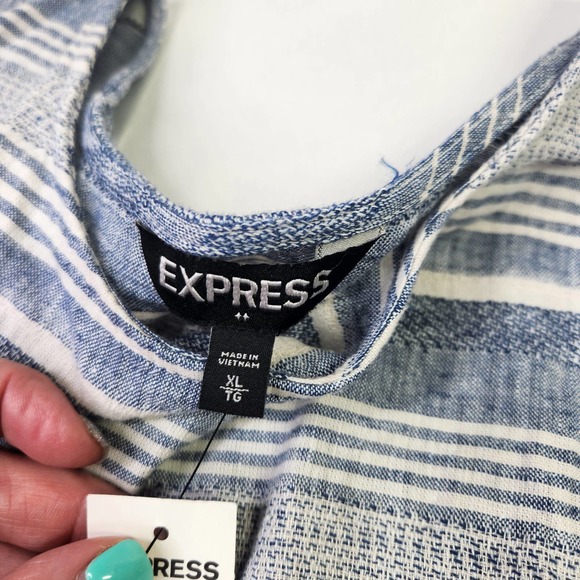 Express Blue and White Striped Midi Dress - Picture 7 of 9